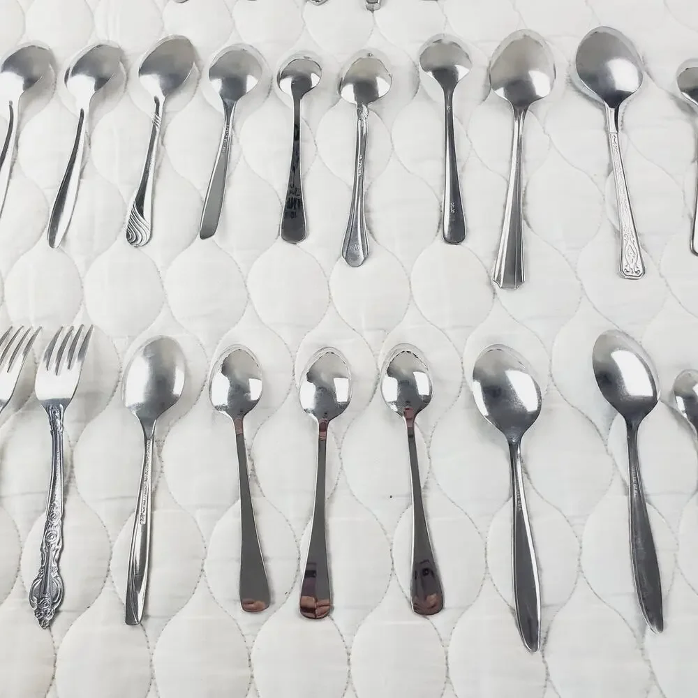 Lot of Silverware 40PCS Knife Spoon Fork Stainless Steel Kitchenware Many Brands